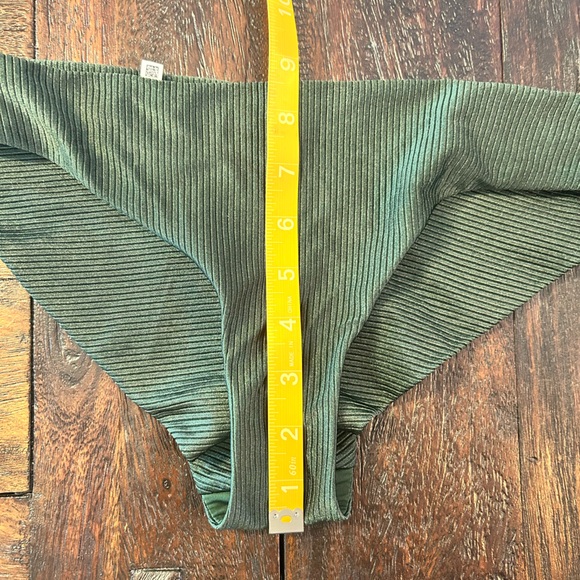 Aerie Olive Green Shine Ribbed Bikini Swim Bottoms - Picture 6 of 6